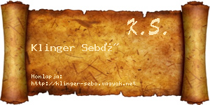 Klinger Sebő névjegykártya